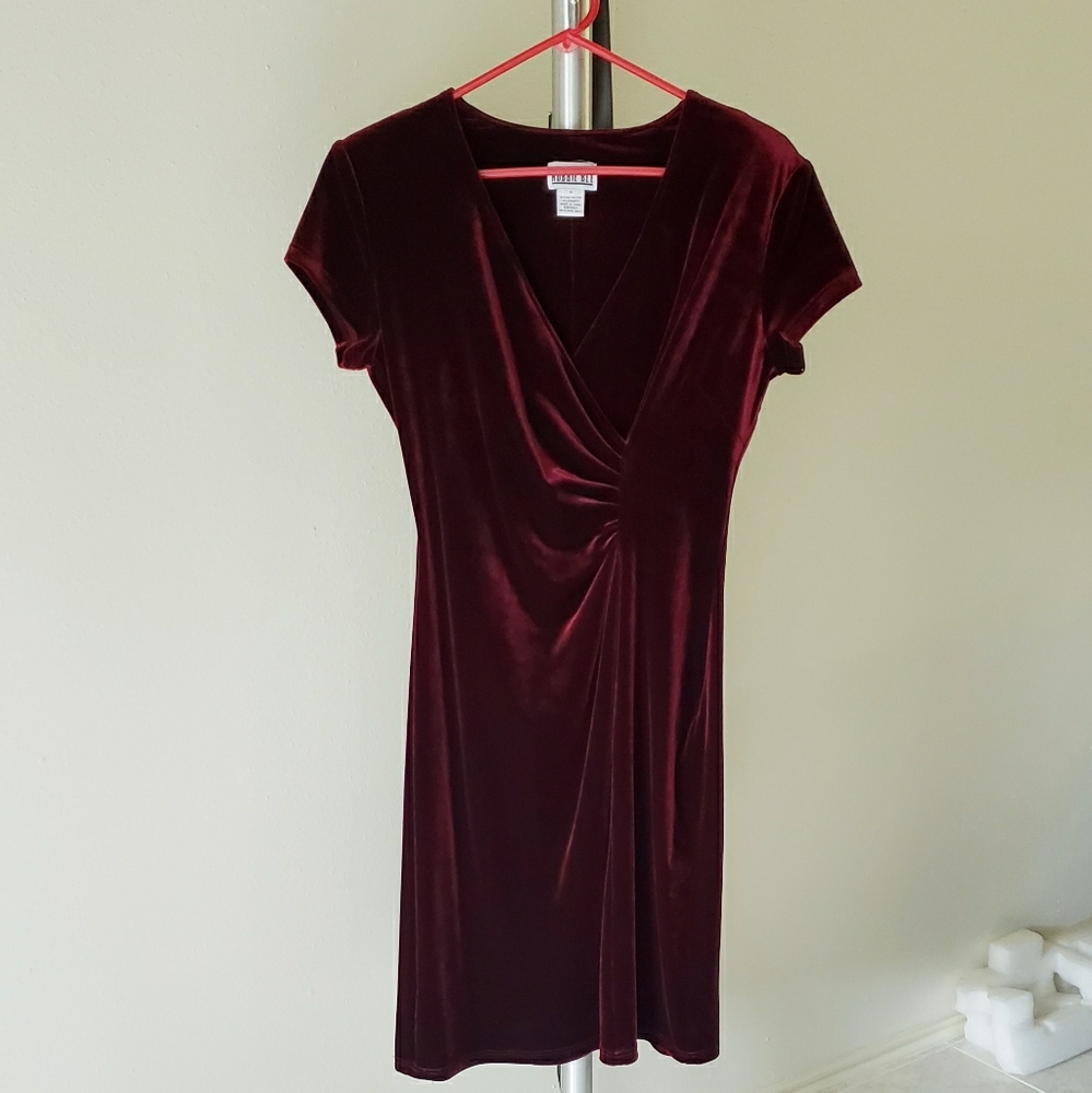 Burgundy /maroon colored velvet dress